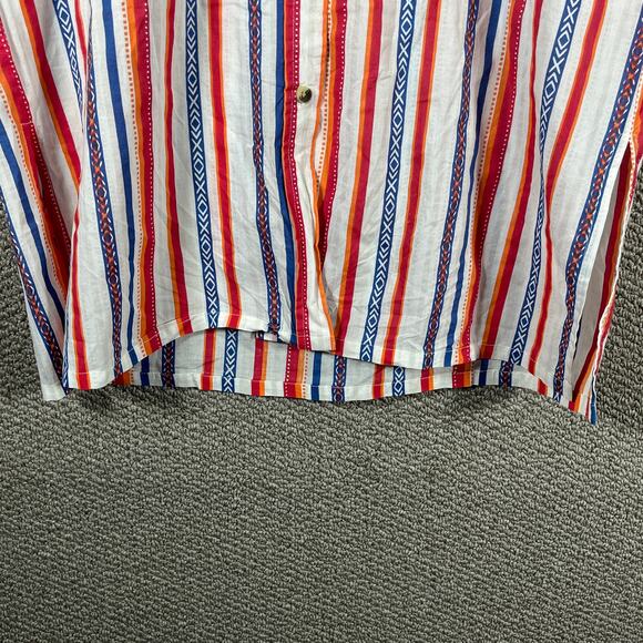 Mountain And Isle Shirt Mens Large Multicolor Striped Button Up Short Sleeves - Picture 3 of 10